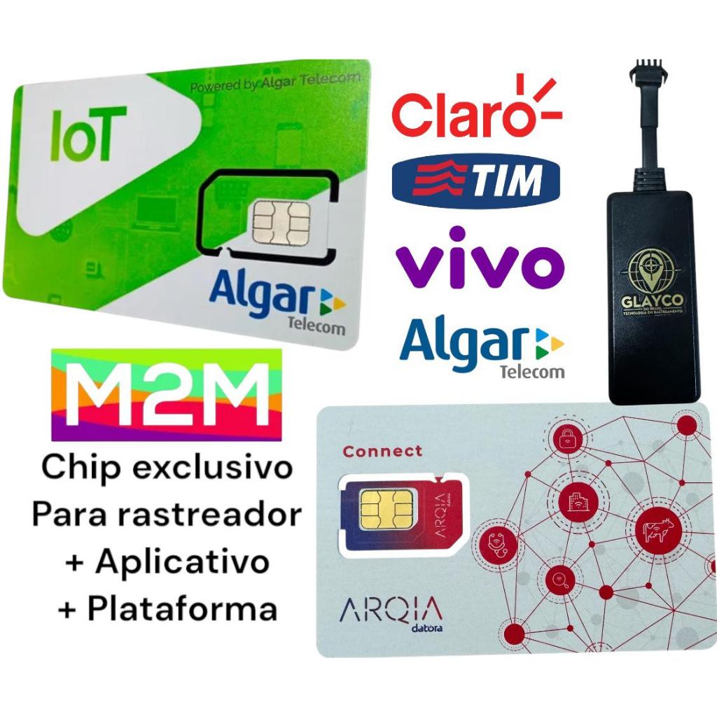 Chip para rastreador M2M +App - TIM CLARO VIVO ALGAR