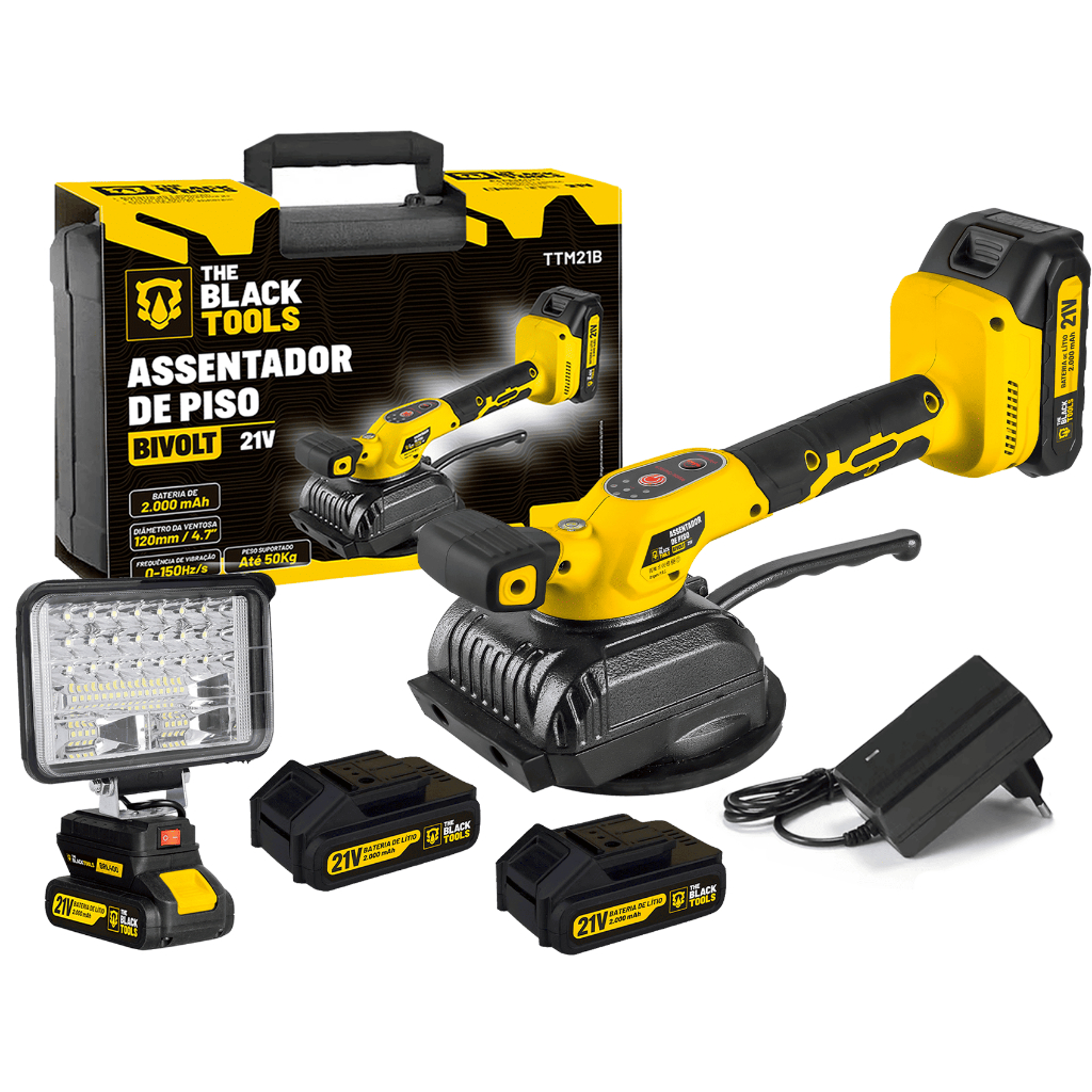 Maquina Assentar Piso Elétrica 2 Baterias + Holofote Led 18w em Oferta na Shopee