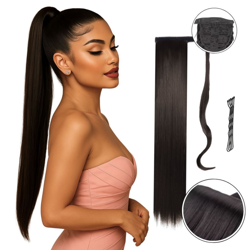 Aplique Rabo De Cavalo Fibra Orgânico Liso 70cm em Oferta na Shopee