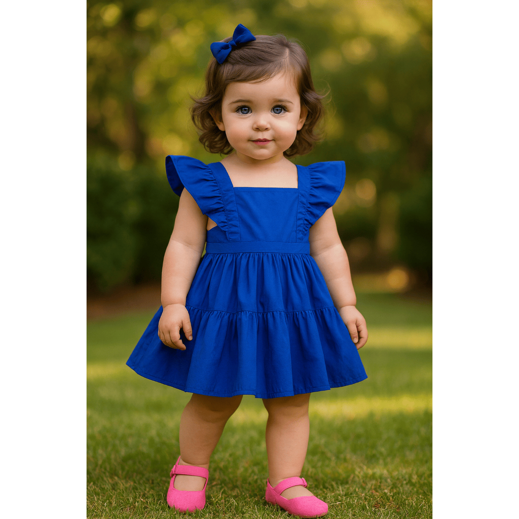 Vestido Infantil Bebê Fofo Manga Bufante Menina Delicado Laço Traseiro Charme Festa Natal Princesa