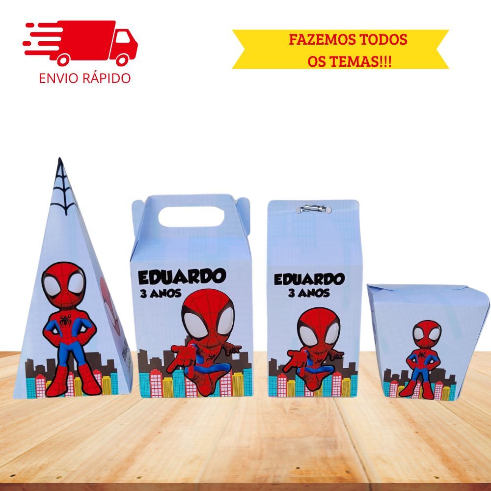 Kit Caixinhas Personalizadas Lembrancinha - HOMEM ARANHA CUTE  - Fazemos todos os temas