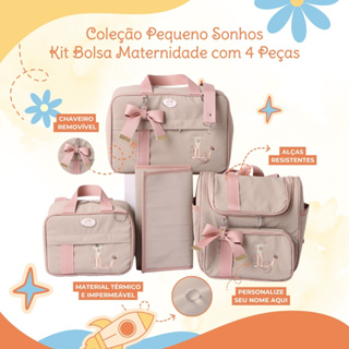 Kit maternidade personalizado 4 peças menina | Coleção Pequenos Sonhos em Oferta na Shopee