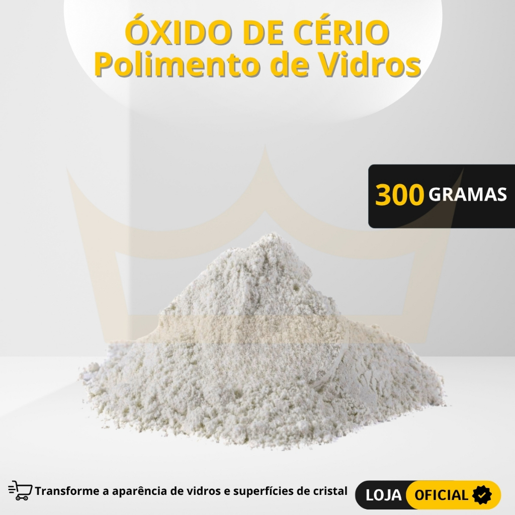 Oxido De Cerio Po Polimento Vidros 300 Gramas Branco