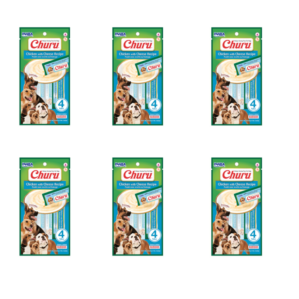 Churu cães frango com queijo caixa c/24 tubos de 14g cada INABA