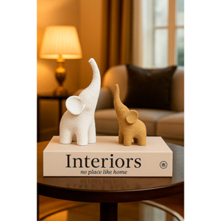 Elefantes mãe e filho(a) estatua decoração animal enfeite sala zoo estatueta minimalista mesaTextura em Oferta na Shopee