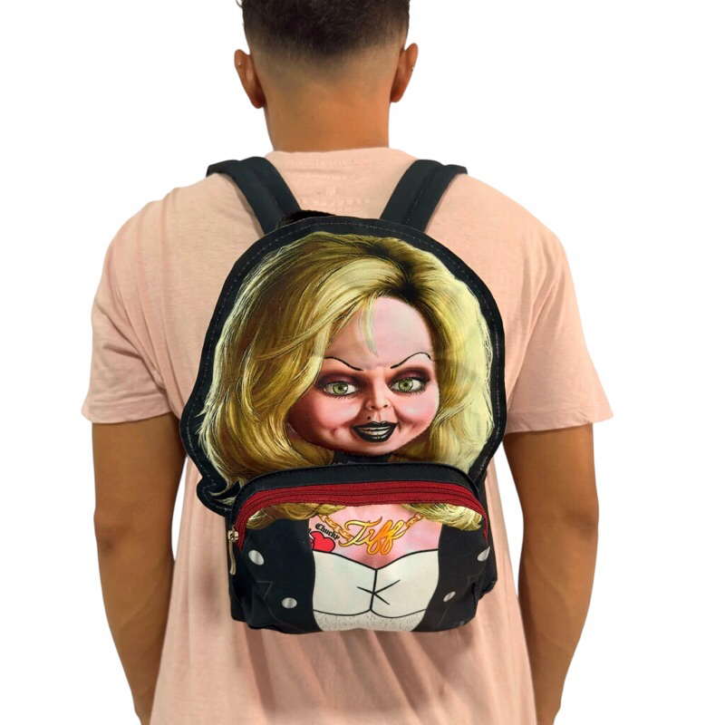 Max mochilinha 3D A noiva do Chucky filme Tiffany Valentine halloween terror fantasia presente dia das bruxas