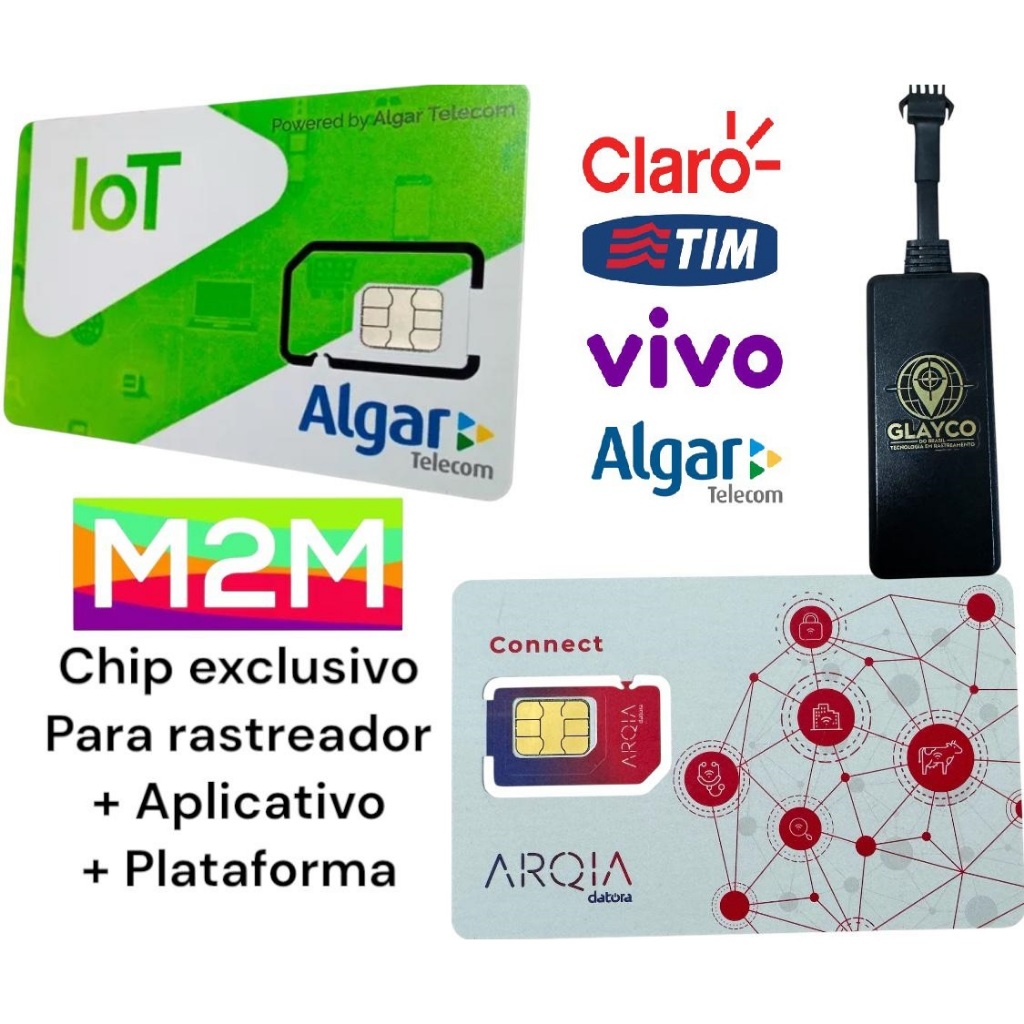 chip m2m para rastreador +App e  TIM CLARO VIVO ALGAR em Oferta na Shopee