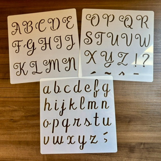 Estencil vazado alfabeto letras maiúsculas e minúsculas 18 x 18 cm molde pintura stencil artesanato confeitaria ref.1 em Oferta na Shopee