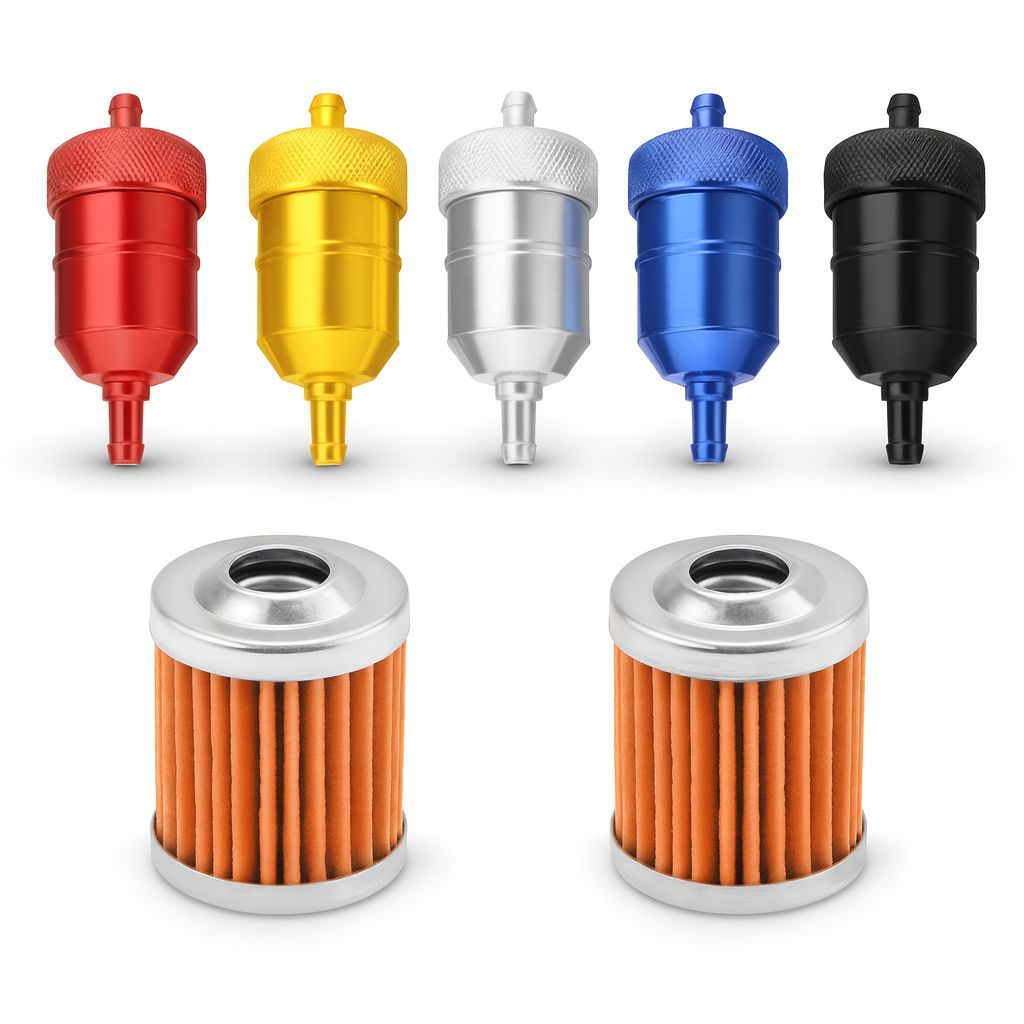 Filtro + Refil Combustível Gasolina Moto Alumínio Universal