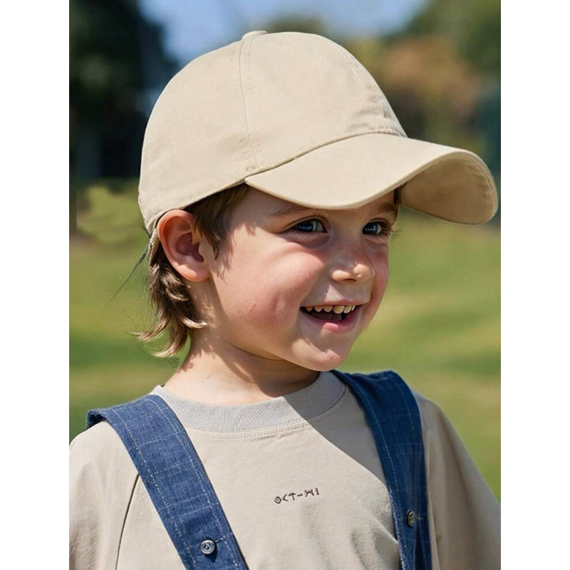 Boné Infantil de Beisebol Liso Básico Aba Curva Fitão Ajustável Dad Hat Sarja Feminino Masculino Unissex chapeu Criança