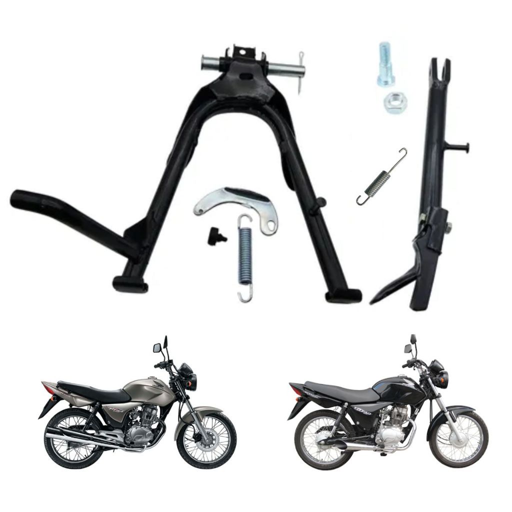 Kit Cavalete Central Com Lateral Titan 150/160 Fan 150/160 Preto completo