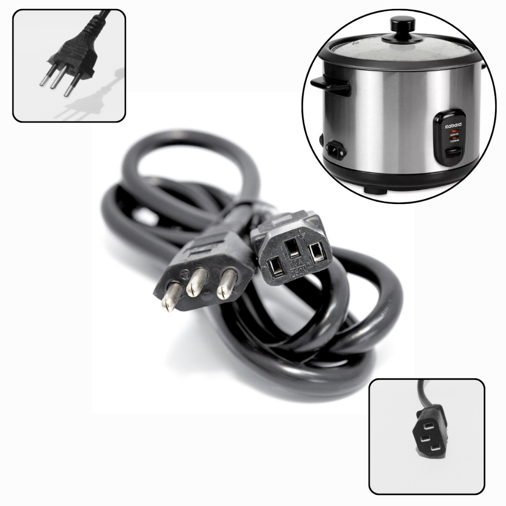 Cabo De Força Panela De Arroz Elétrica Fio de Energia Tomada Bilvolt Diversas Marcas