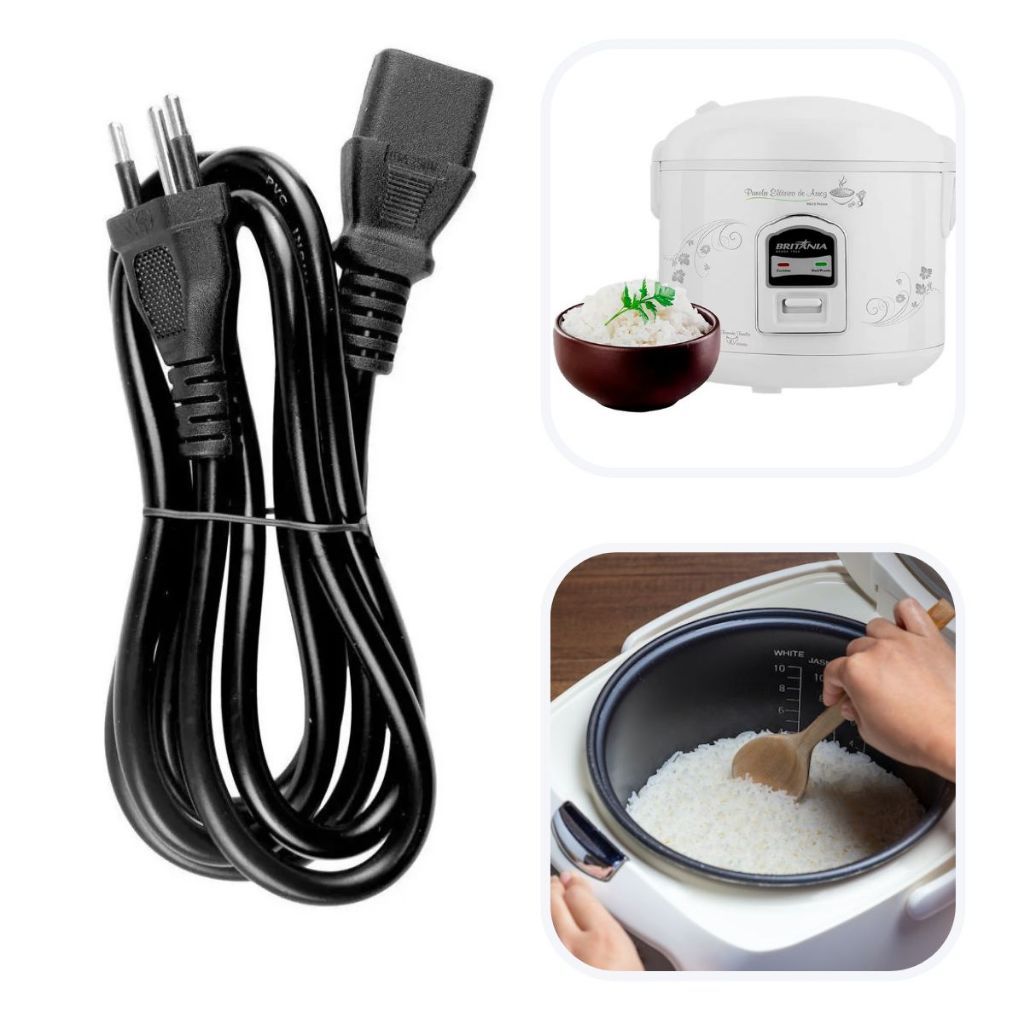 Cabo De Força Panela De Arroz Elétrica 3L Fio de Energia Tomada Bilvolt 1,50 Metros Diversas Marcas