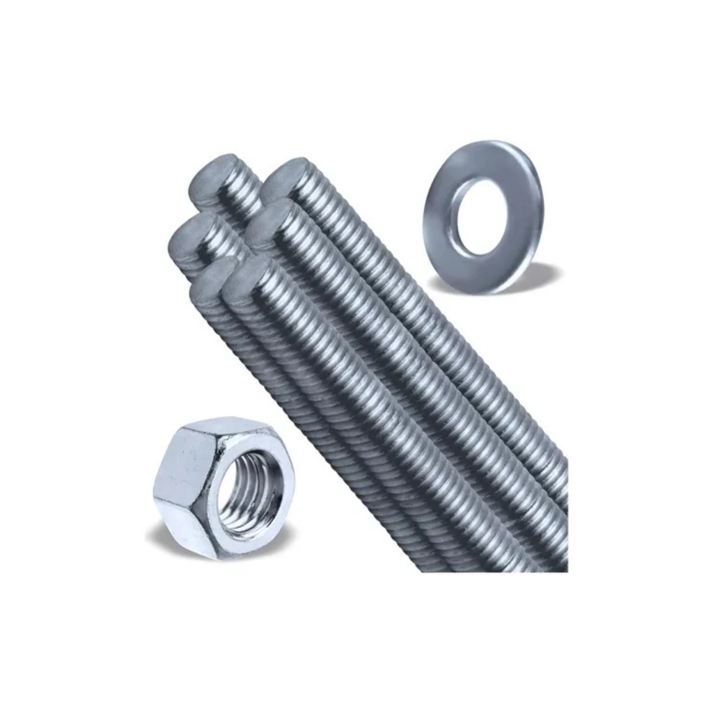 KIT 10 BARRAS ROSCADAS 5/16 1 METRO ZINCADO COM 100 PORCAS E 100 ARRUELAS em Oferta na Shopee