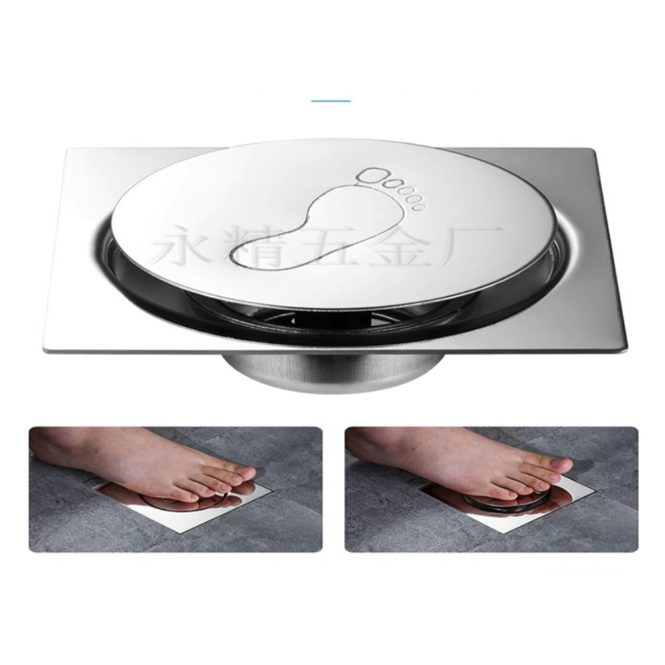 Ralo Click Inteligente 10x10 Cm Quadrado Redondo Inox Cromado - Veda Cheiro Banheiro Casa Cozinha