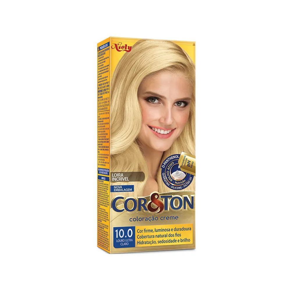 Tintura Cor&Ton Niely Mini kit 10.0 Louro Ultra Claro em Oferta na Shopee