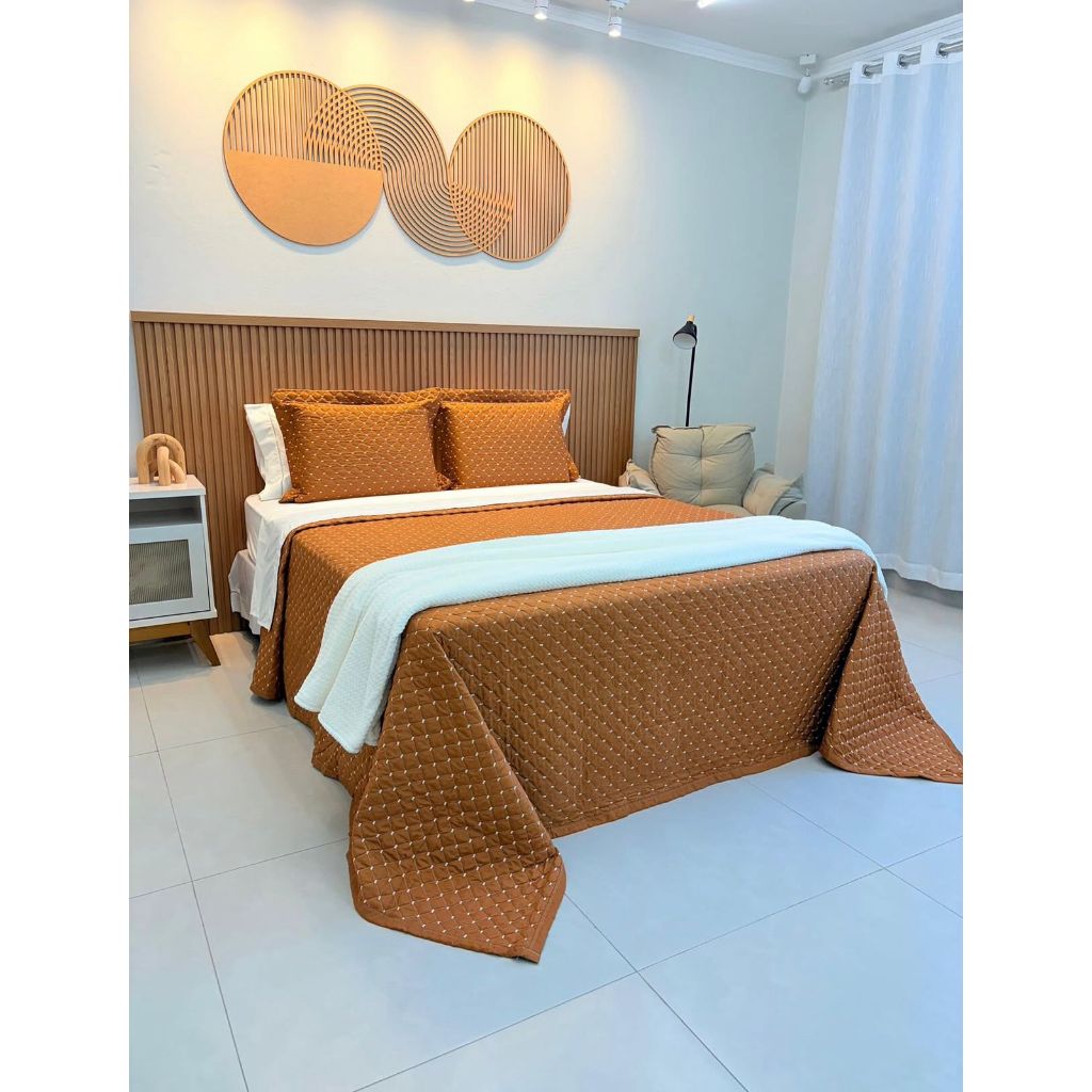 Kit Cobre Leito Ravena Casal Queen King 3 Peças Matelado Micropercal 200 Fios 100% Premium Bordado
