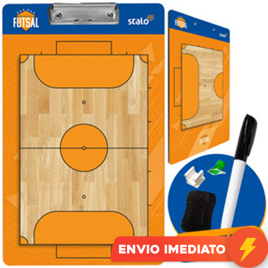 Stalo Prancheta Tatica Futebol Treino Futsal Campo Dois Lados Com Caneta Suporte E Apagador 23x38