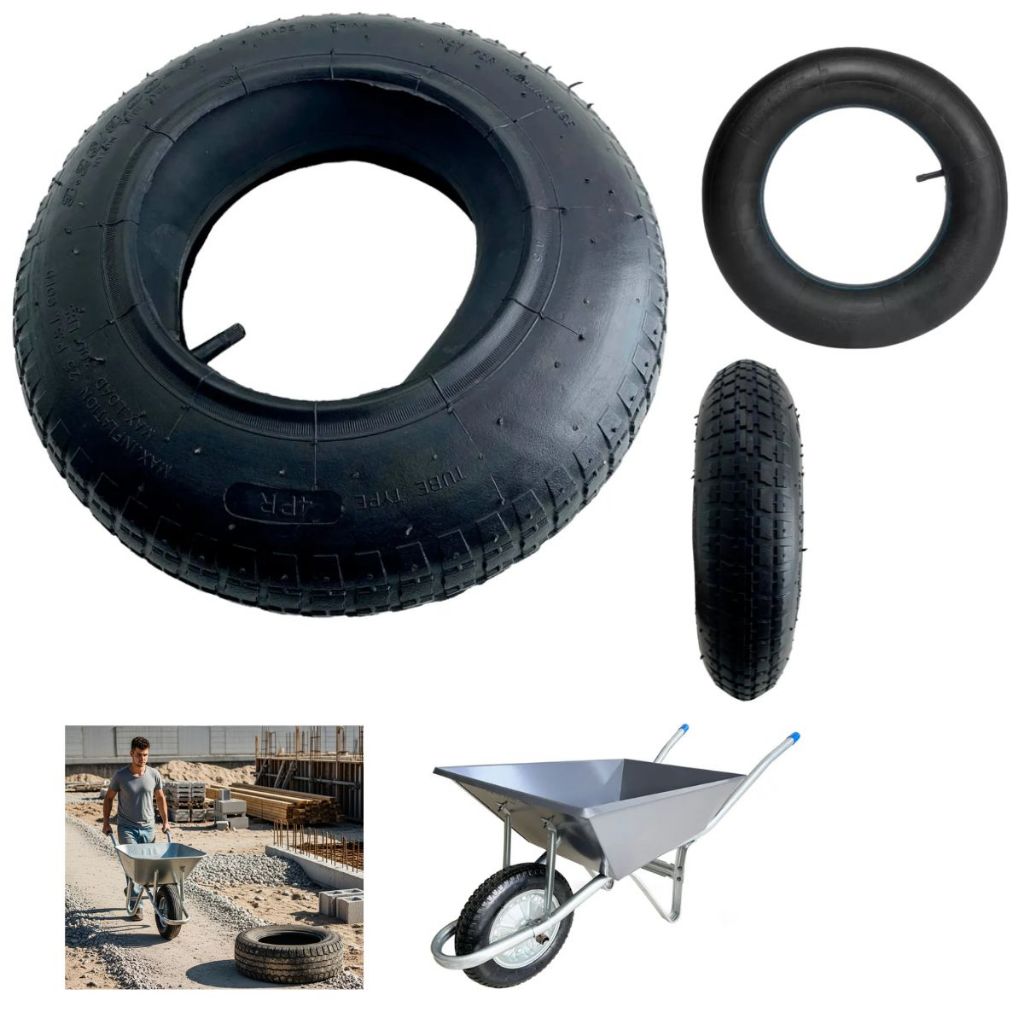 Pneu Aro 8 Polegadas 3,25-8 Reforçado + Câmara De Ar Até 180 Kg Para Carrinho De Mão ENVIO IMEDIATO