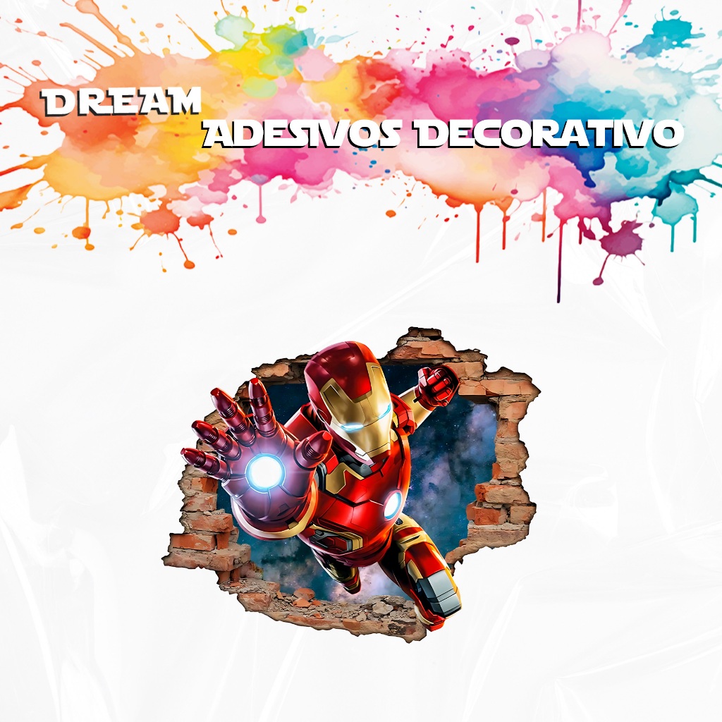 Adesivos Decorativo Vinilico Homem de Ferro Quadrinhos Decoração Quarto Criança Papel de Parede