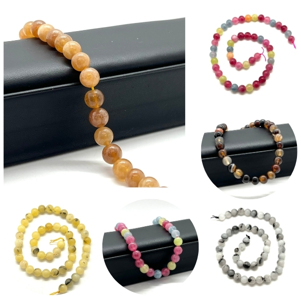 Imagem Fio de Pedras Naturais 8mm com 47 Contas – 1 Fio para Japamala, Terço, Guias, Proteção, Reiki e Artesanato em Pedrarias