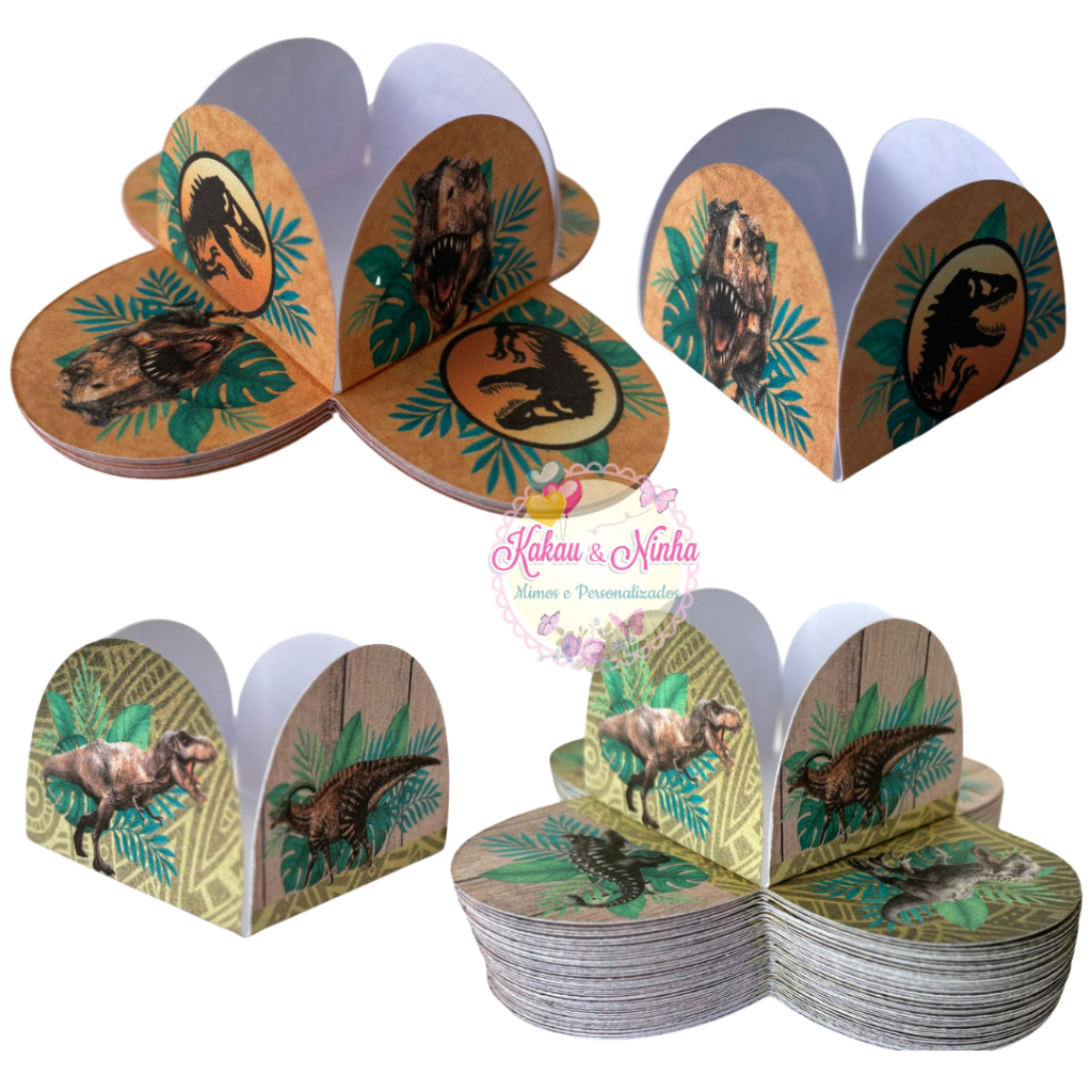 50 forminhas 4 pétalas DINOSSAURO Jurassic Festas Aniversário Forminhas para Doces Confeitaria em Oferta na Shopee