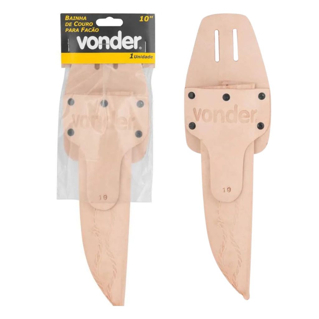 Bainha De Couro Para Lâmina 10 Polegadas Fixa Para Facão Em Sola Natural Vonder Excelente E Original