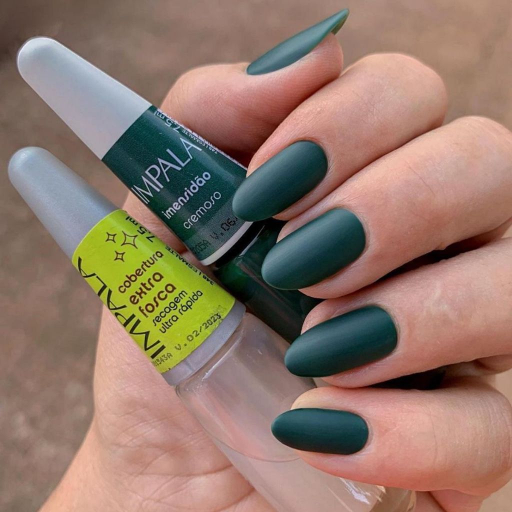 Kit 2 Esmaltes Impala Verde Imensidão e Base Extra Fosca Tendências Mais Vendidas Moda Manicure em Oferta na Shopee