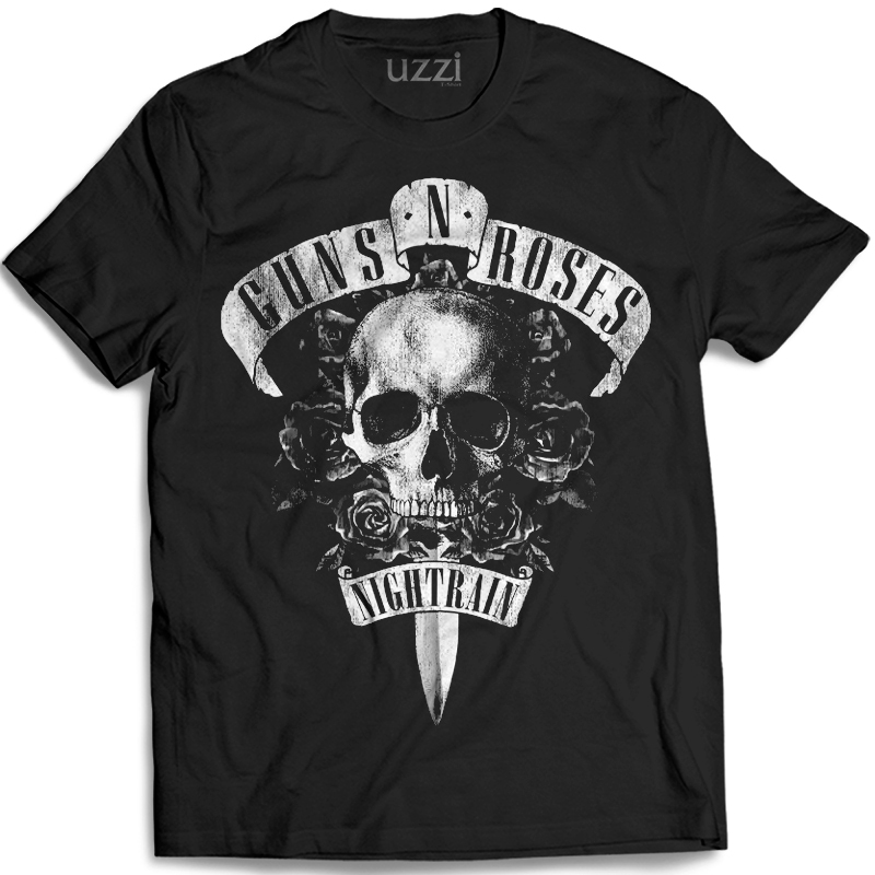 Camiseta Guns N Roses Nightrain Camisa de Banda De Rock PB em Oferta na Shopee