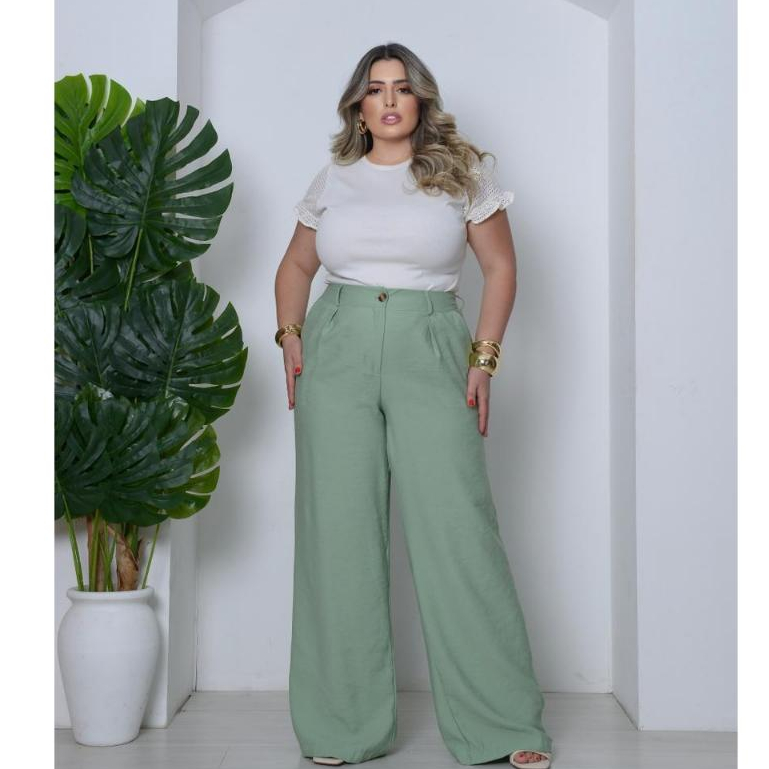 Calça Pantalona social plus size elegante, formal, charmosa em Oferta na Shopee