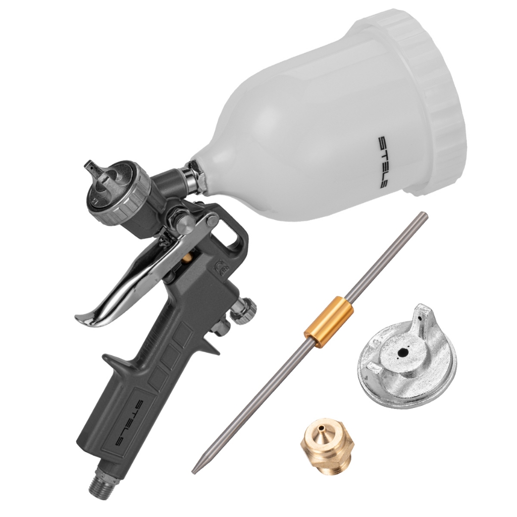 Pistola Pintura Gravidade 600ml + 3 Bicos Stels 1,2mm 1,5mm e 1,8mm em Oferta na Shopee