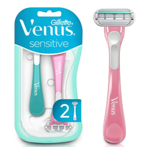 Gillette Venus Sensitive Aparelho de Depilação Feminina 2 Unidades – Pele Sensível, Depilação Suave