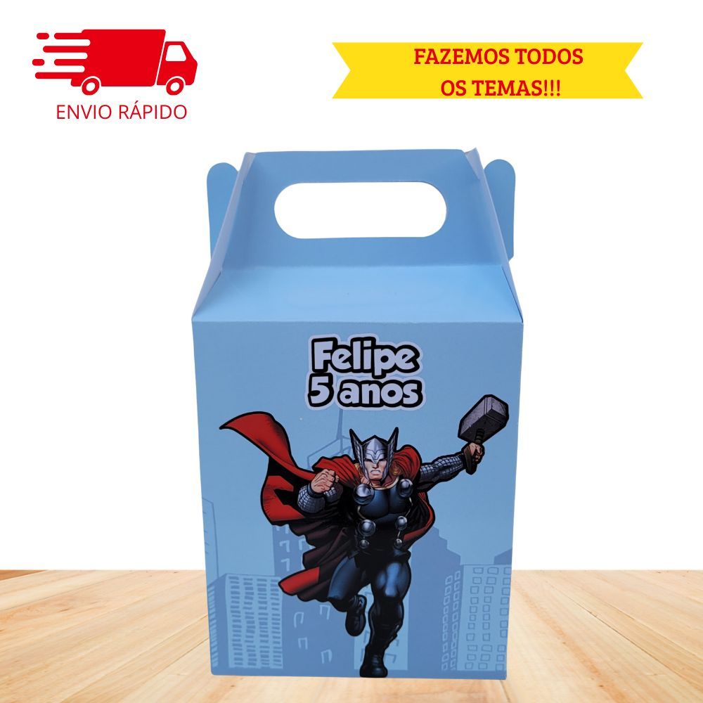 Caixinha Maletinha Personalizada - THOR - Lembrancinha Pegue e Monte - Fazemos qualquer tema -  ENVIO RÁPIDO