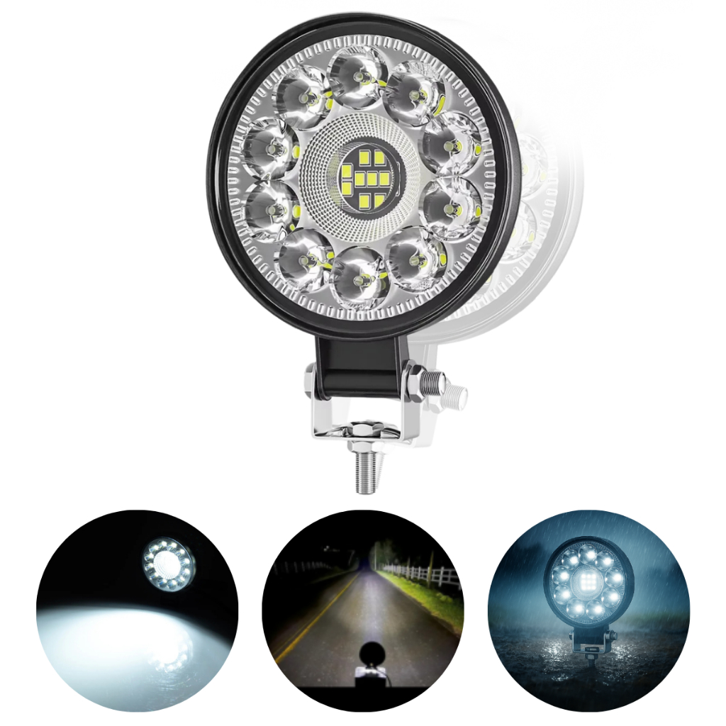 Farol Auxiliar LED 63W 6000k IP67 12/24V Super Potente Para Carros Motos Caminhões Off Road 4x4 ATV UTV