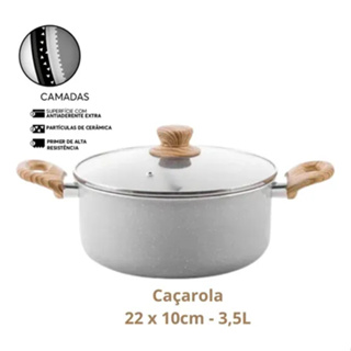 Caçarola C/ Tampa Brinox Ceramic Life Ø22 cm 3,5L em Oferta na Shopee