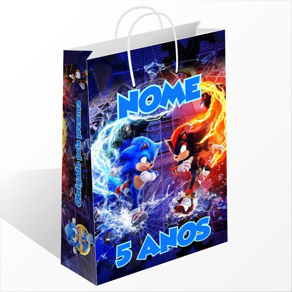 Sacolinha Sonic e Sheldon Personalizado com Nome Sacolinha Surpresa para Festa em Oferta na Shopee