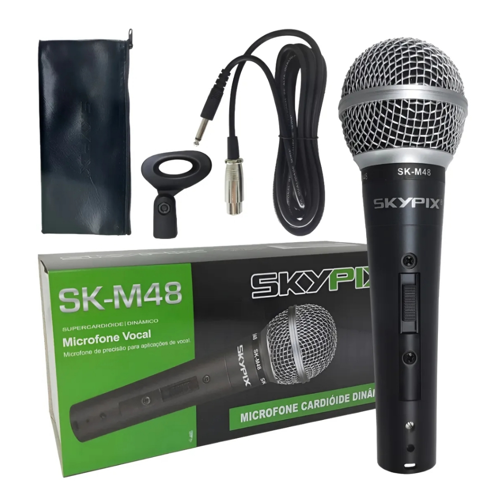 Microfone Vokal Skypix De Voz Sk-m48 Dinâmico Profissional, Karaokê, Igreja, Bar em Oferta na Shopee