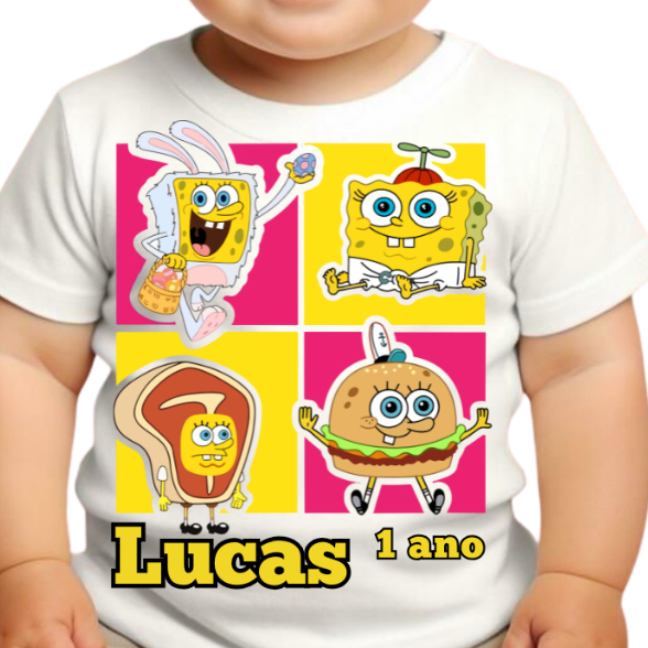 Camiseta Blusa Bob Esponja morango do amor Presente Camisa Festa Personalizado