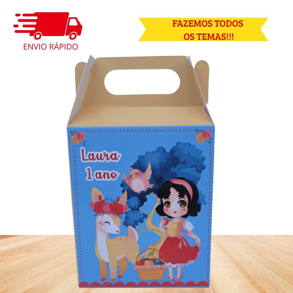 Caixinha Maletinha Personalizada - BRANCA DE NEVE - Lembrancinha Pegue e Monte - Fazemos qualquer tema -  ENVIO RÁPIDO