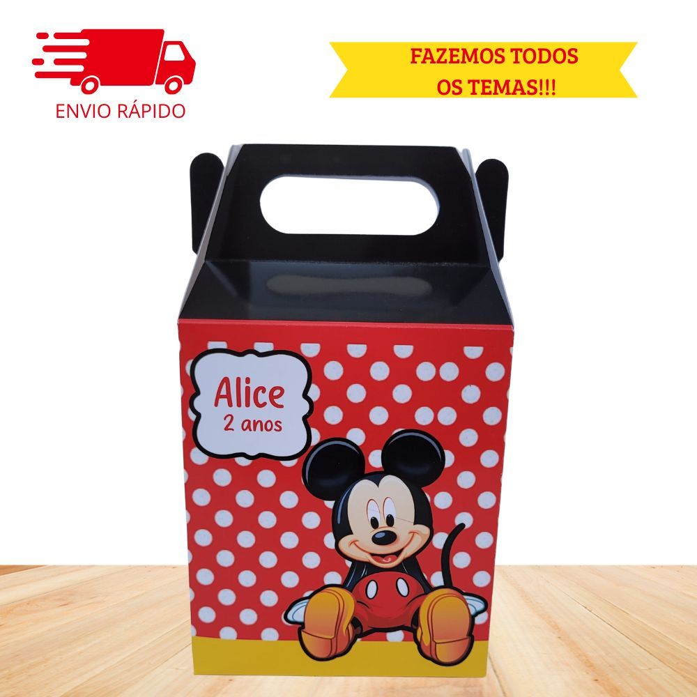 Caixinha Maletinha Personalizada - MICKEY - Lembrancinha Pegue e Monte - Fazemos qualquer tema -  ENVIO RÁPIDO