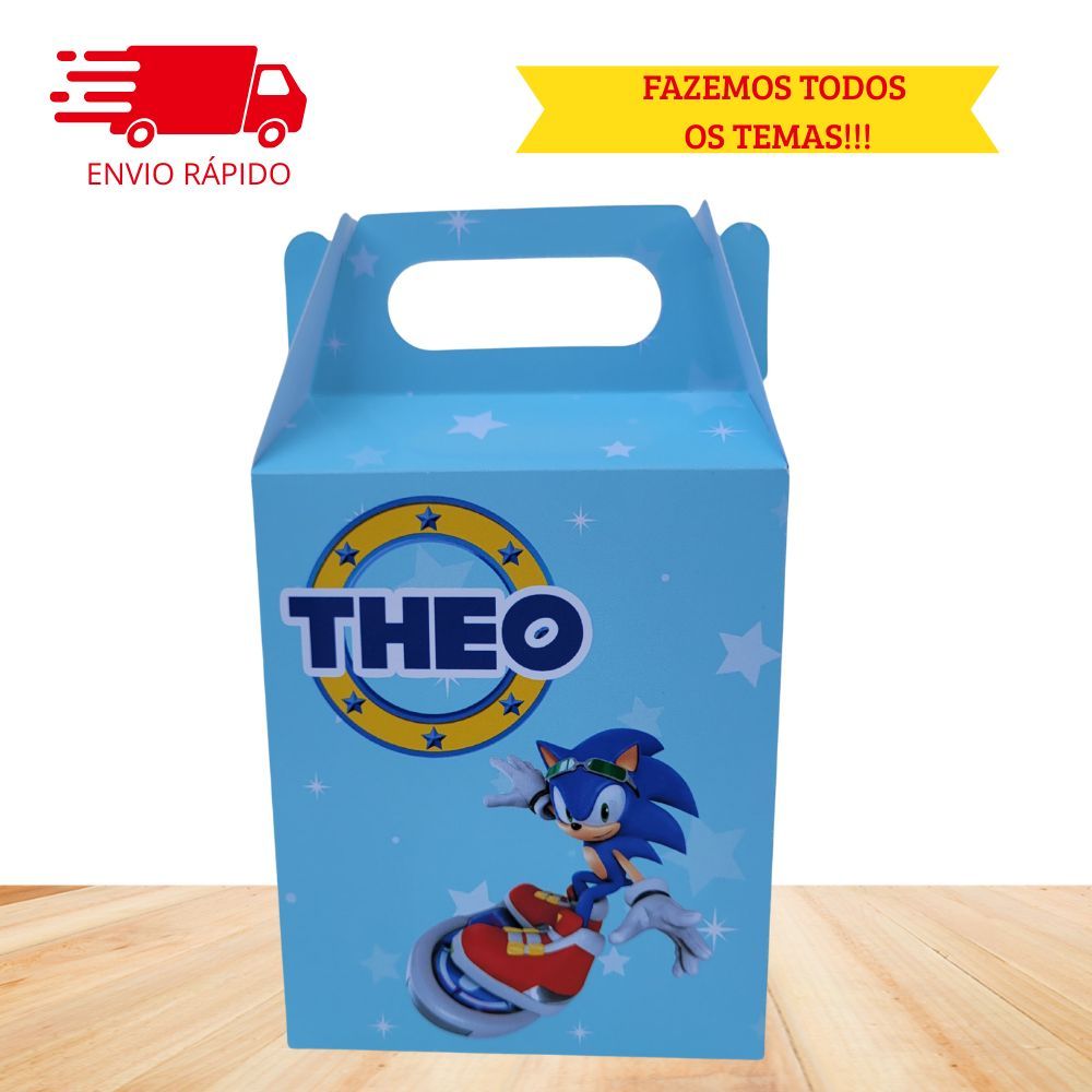 Caixinha Maletinha Personalizada - SONIC - Lembrancinha Pegue e Monte - Fazemos qualquer tema -  ENVIO RÁPIDO