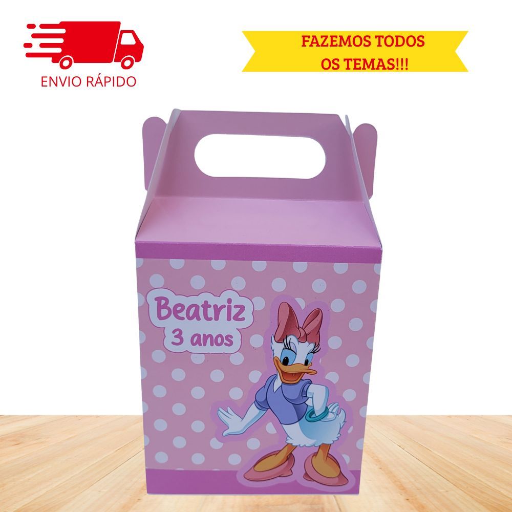 Caixinha Maletinha Personalizada - MARGARIDA - Lembrancinha Pegue e Monte - Fazemos qualquer tema -  ENVIO RÁPIDO