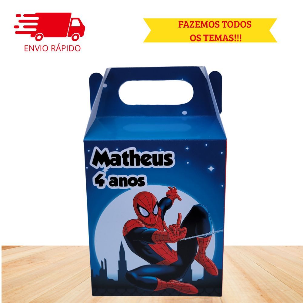 Caixinha Maletinha Personalizada - HOMEM ARANHA - Lembrancinha Pegue e Monte - Fazemos qualquer tema -  ENVIO RÁPIDO