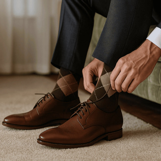 Kit com 4 ou 2 Meias Sociais Masculinas – Lisa ou xadrez, Elegantes e Confortáveis, em Algodão em Oferta na Shopee