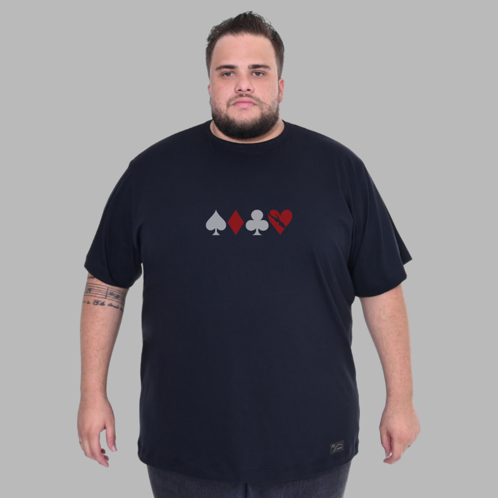 Camiseta Plus Size Baralho Truco Poker Camisa Masculina