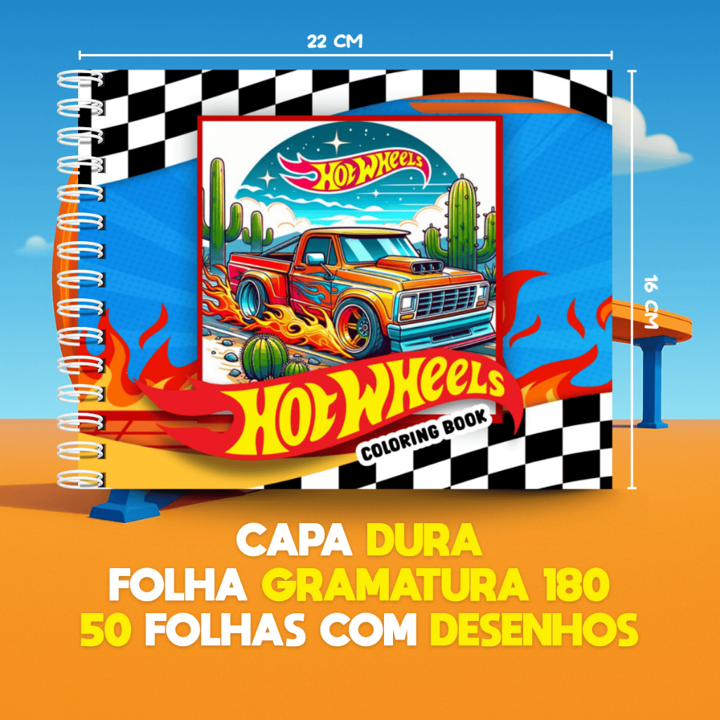 Detalhes do Produto Livro De Colorir Hot Wheels Capa Dura 50 Folhas de 180g