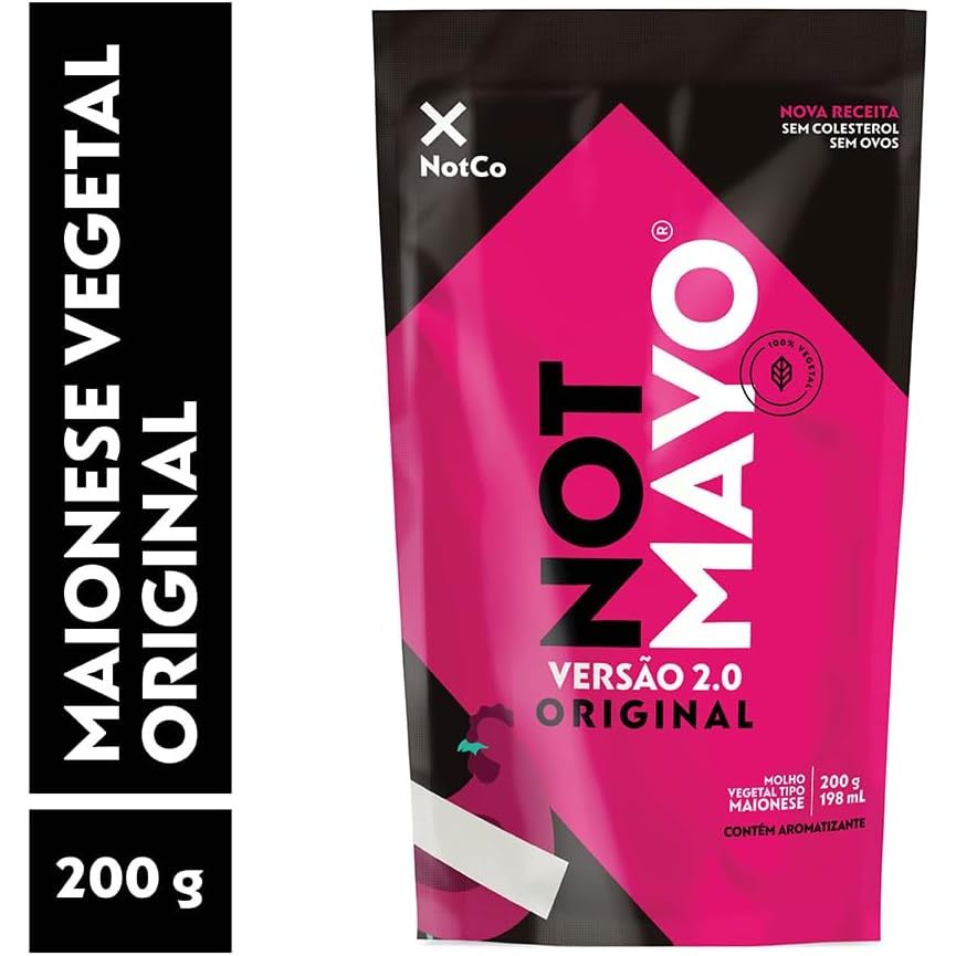 Maionese Vegetal NotMayo Sachê Original 200g, Feita com Ingredientes 100% Vegetais, Sem Glúten em Oferta na Shopee
