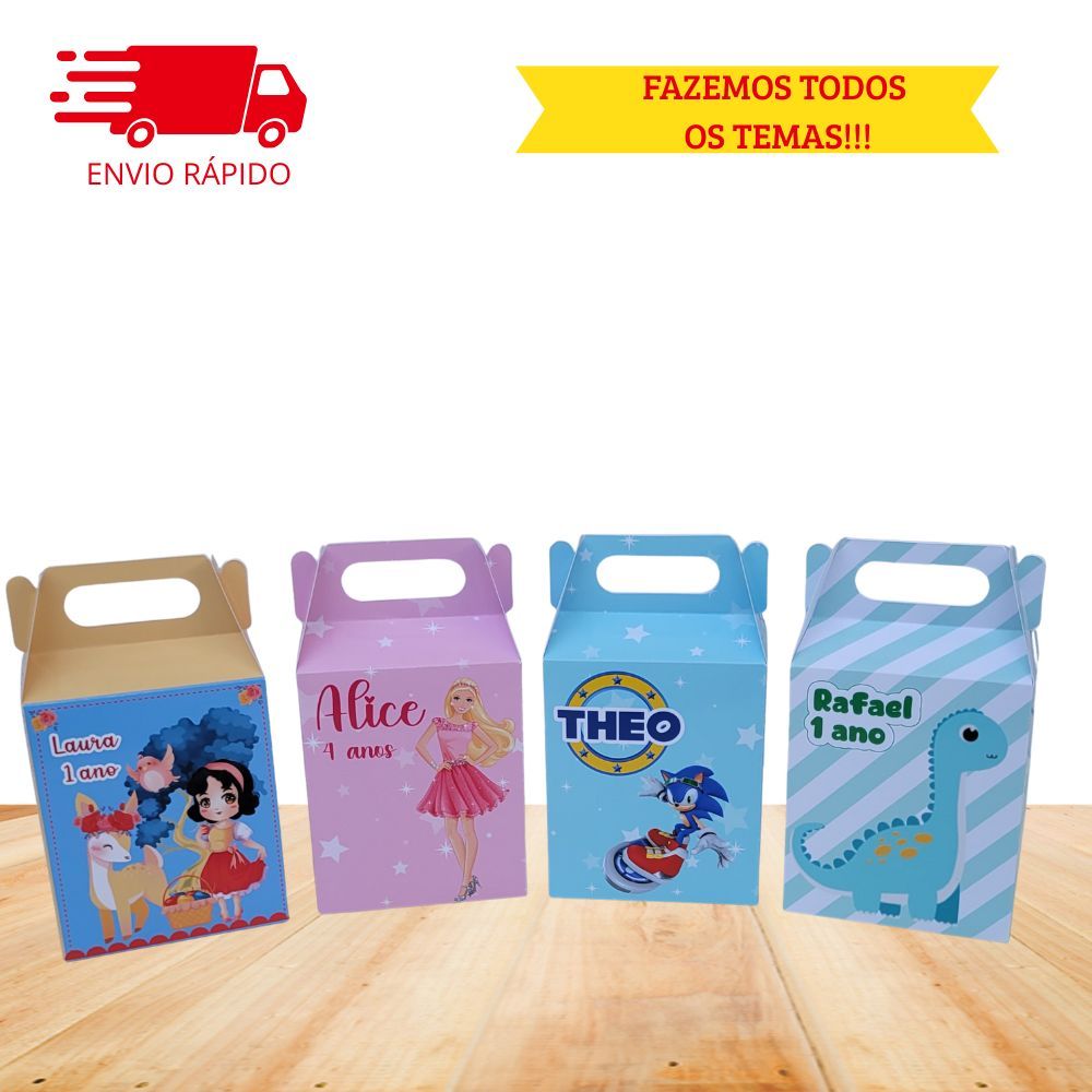 Kit Festa Personalizado TEMAS - Caixinha Maletinha - Lembrancinha Pegue e Monte - Fazemos qualquer tema -  ENVIO RÁPIDO