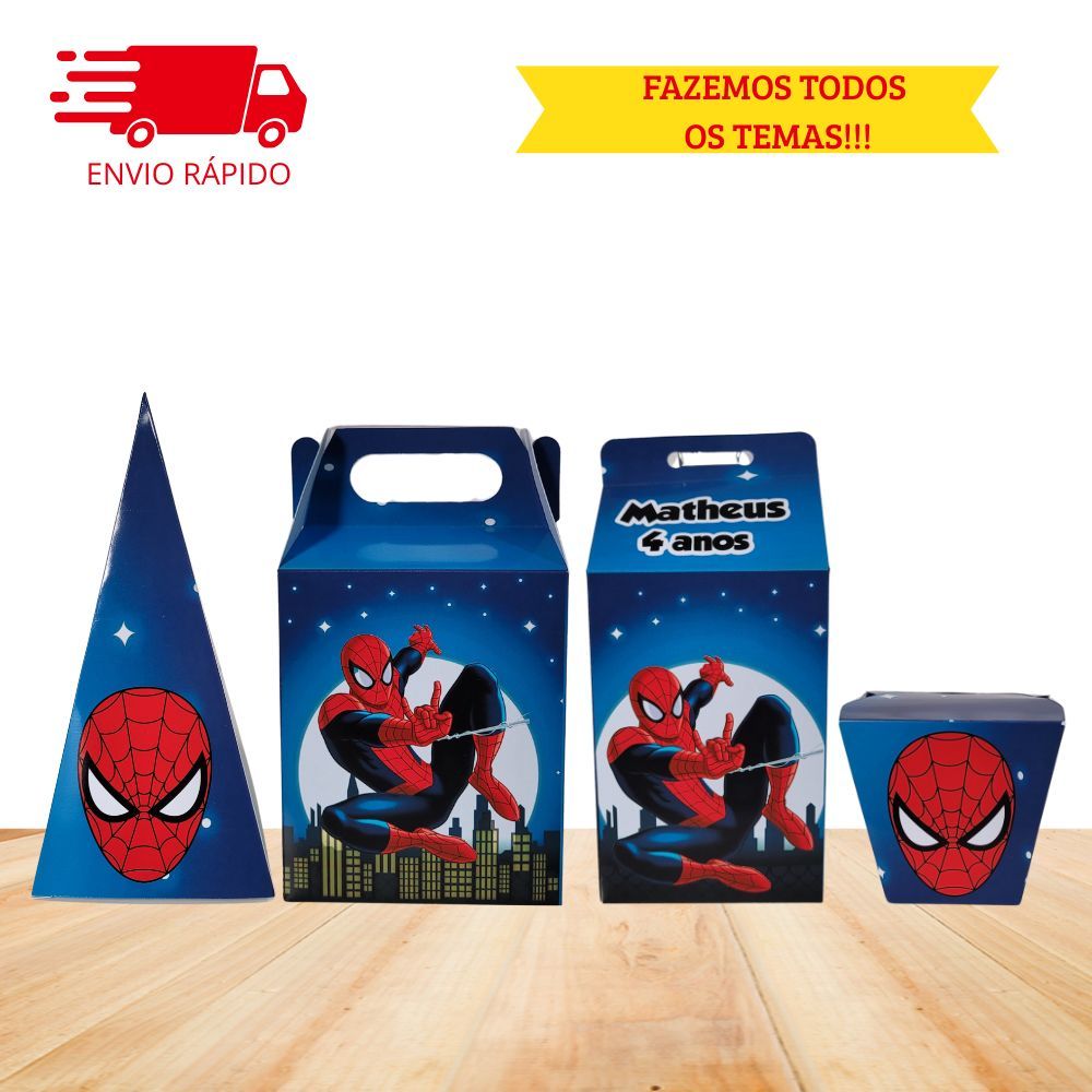 Kit Caixinhas Personalizadas Lembrancinha - HOMEM ARANHA - Fazemos todos os temas