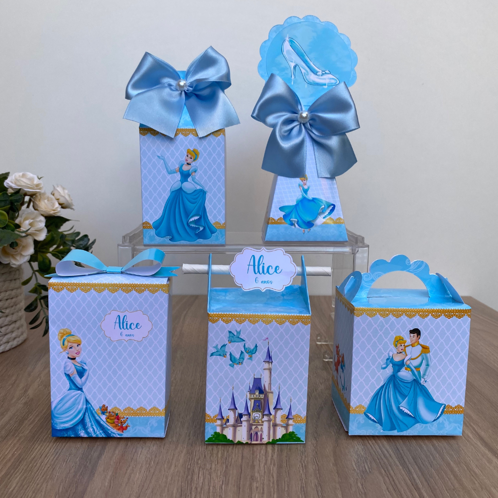 Kit Festa  Cinderela Princesa  Personalizados Lembrancinhas Caixinhas para festa PEGUE E MONTE